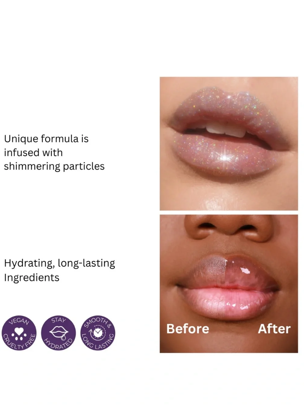 Queen Cosmetics Glitter Holographic Lipgloss Trio New FullSz Euphoria Angel Heat